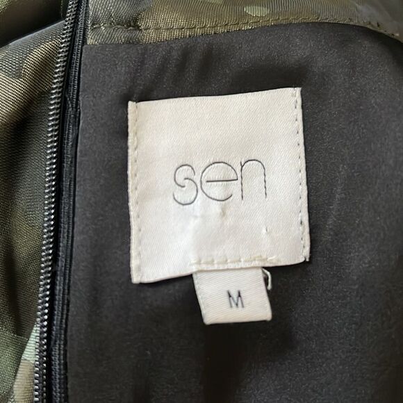 SEN Puff Sleeve Camo Mini Dress Medium - Picture 13 of 14